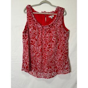 Dress Barn Women's Sleeveless Plus Size Red Camisole Top With Ruffles Size 18/20